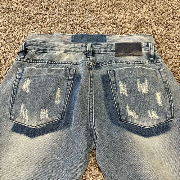 One X One Teaspoon Jeans 27 Blue Freebird Frayed Hems Mid Rise Double Waistband - Picture 11 of 14